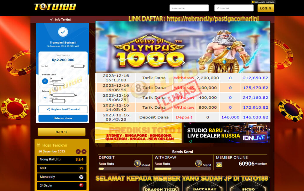 Bukti Jp Kemenangan gates of olympus 1000 toto188 16 Desember 2023