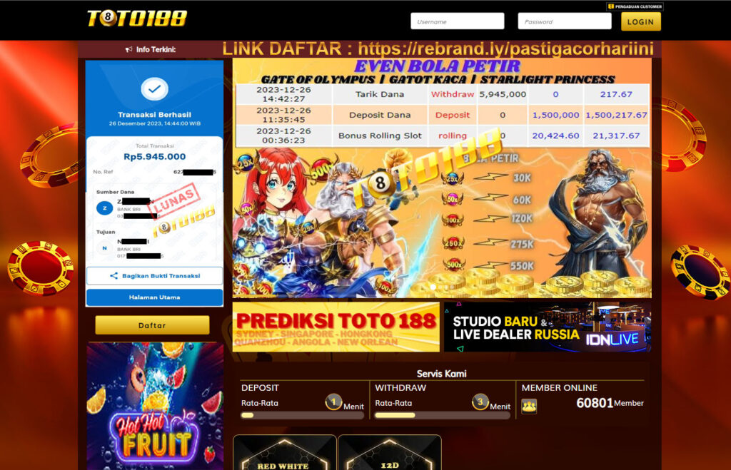 Bukti Jp Kemenangan Toto188 Hot Hot Fruit 26 Desember 2023