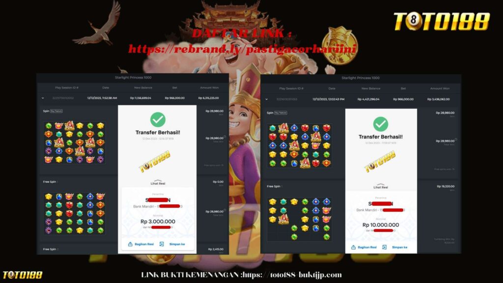 bukti kemenangan toto188 12 desember 2023