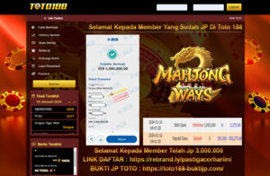 Bukti Jp Kemenangan Toto188 Mahjong Ways 16 Januari 2024