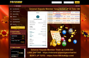 Bukti Jp Kemenangan Toto188 TexasMorning Pools 25 Januari 2024