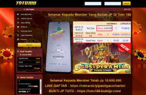 Bukti Jp Kemenangan Toto188 Gods & Pyramid 03 Januari 2024