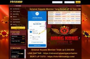 Bukti Jp Kemenangan Toto188 Hongkong Pools 07 Januari 2024