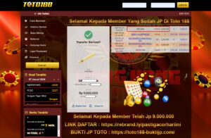 Bukti Jp Kemenangan Toto188 11 Januari 2024