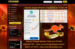 Bukti Jp Kemenangan Toto188 Sydney Pools 07 Januari 2024