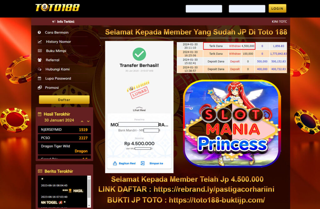 Bukti Jp Kemenangan Toto188 30Januari2024