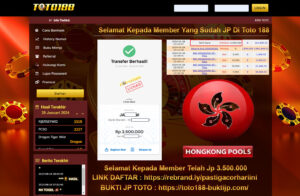 Bukti Jp Kemenangan Toto188 29 Januari 2024