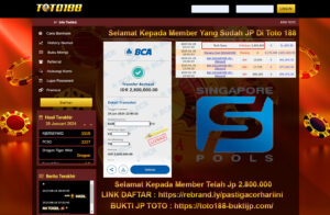 Bukti Jp Kemenangan Toto188 Singapore Pools 29 Januari 2024