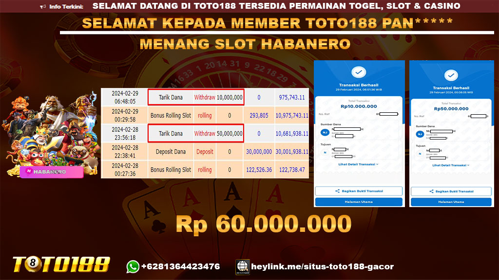 Bukti Jp Kemenangan Toto188 29 Februari 2024
