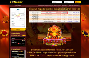 BUKTI jP kEMENANGAN TOTO188 FIRE STAMPEDE 20 FEBRUARI 2024