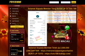 Bukti Jp Kemenangan Toto188 08Feb24