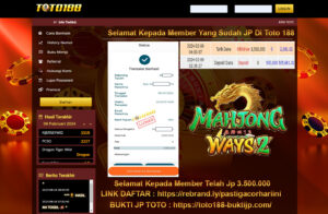 Bukti Jp Kemenangan Toto188 Mahjong Ways 09 Februari 2024
