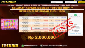 Bukti jp Kemenangan Sugar Rush Toto188 12 maret 24