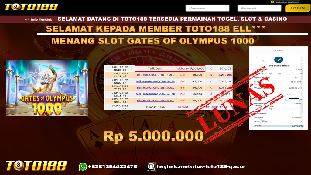 Bukti Jp Kemenangan Gates Of Olympus 1000 22 Maret 2024