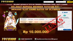 Bukti Jp Kemenangan gates Of Olympus Toto188 10 Maret 2024