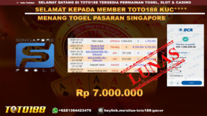 Bukti Jp Kemenangan Togel Pasaran Singapore Toto188 31 Maret 2024