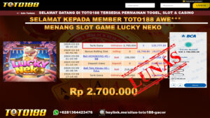 Bukti Jp Kemenangan Lucky Neko Toto188 10 Maret 2024