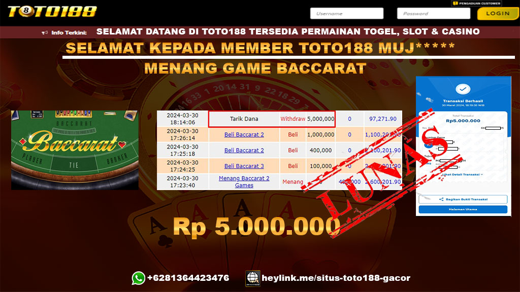Bukti Jp Kemenanagn Game baccarat 30 maret 2024