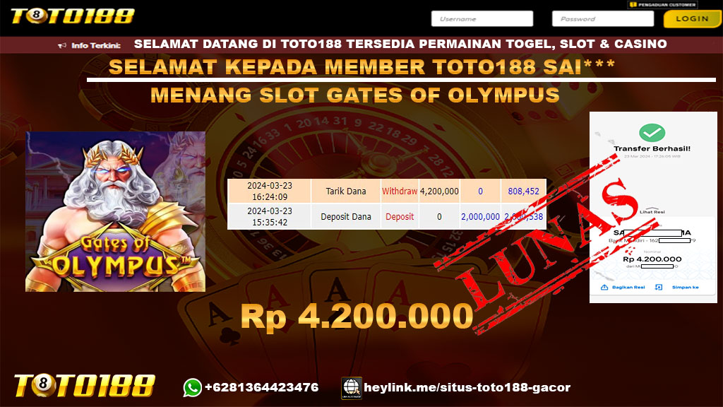 Bukti Jp Kemenangan gates of olympus toto188 23 maret 2024