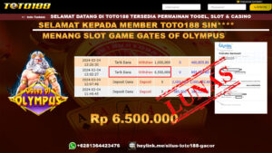 Bukti Kemenangan Slot Game Gates Of Olympus Toto188 04 Maret 2024