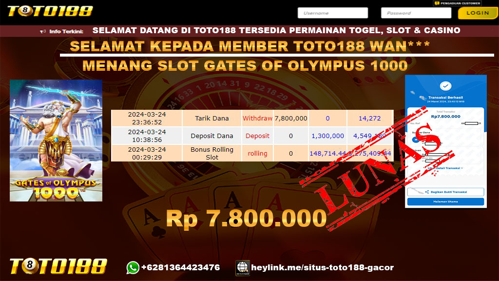 Bukti Jp Kemenangan gates Of Olympus 1000 24 maret 2024