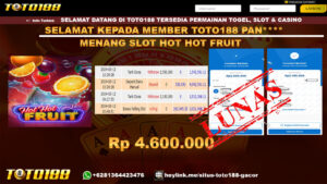 Bukti Jp Kemenangan Hot Hot Fruit Toto188 12 Maret 2024