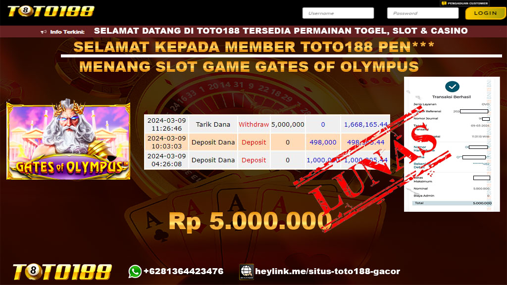 Bukti Jp Kemenangan Gates Of olympus 9 maret 2024