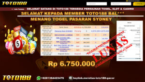 Bukti Jp KEmenangan Togel Pasaran Sydney Toto188 17 Maret 2024