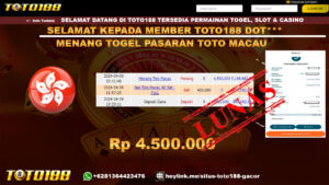 Bukti Jp Kemenangan Togel Pasaran Toto Macau Toto188 9 April 2024