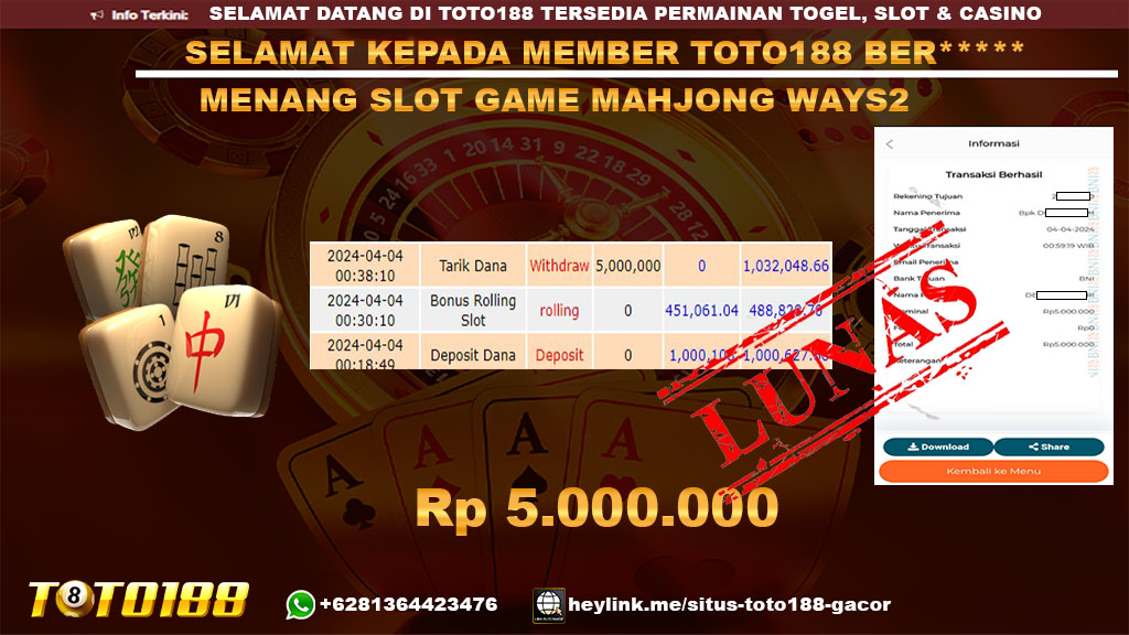 Bukti Jp Kemenangan Slot Game Mahjong Ways2 04 April 2024
