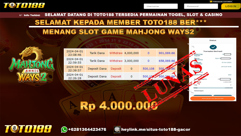 Bukti Jp Kemenangan Mahjong Ways2 01 April 2024
