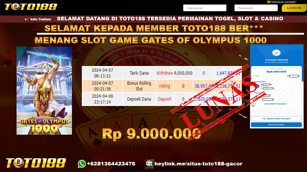 Bukti Jp Kemenangan Gates Of olympus 1000 07 april 2024