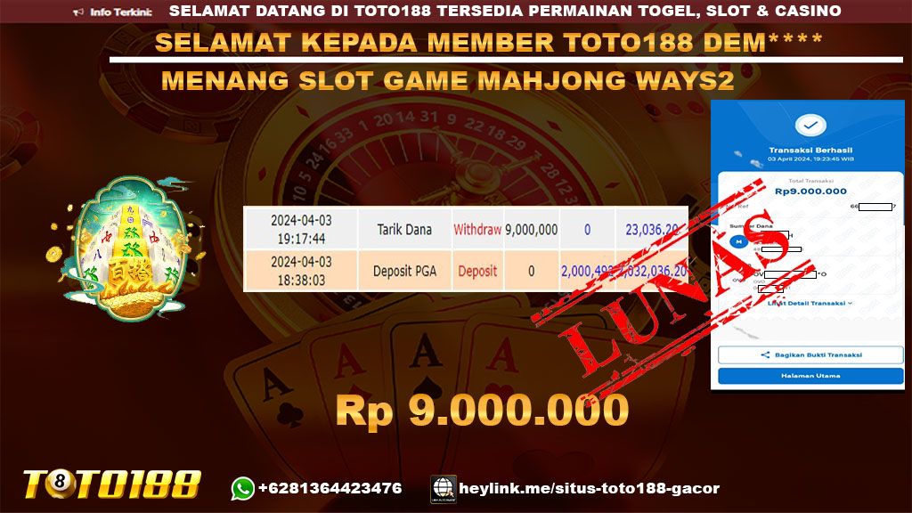 Bukti Jp KEmenangan Mahjong Ways2 03 April 2024