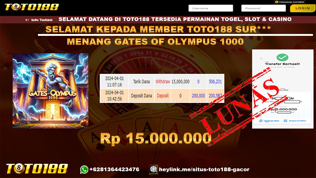Bukti Jp Kemenangan Gates Of Olympus 1000 01 April 2024