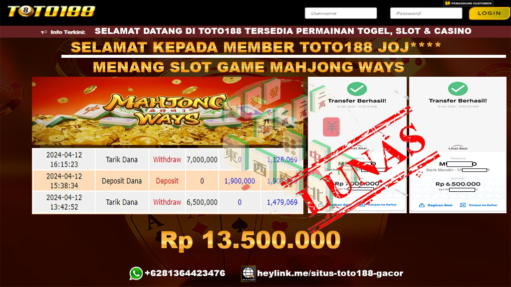 Bukti Jp Kemenangan Mahjong ways 12 april 2024