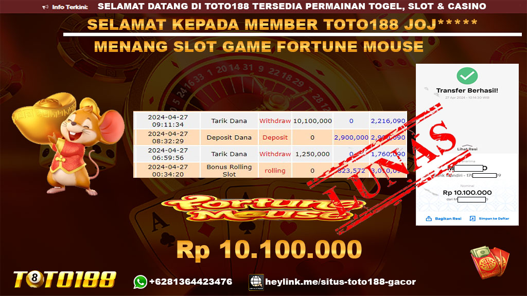 Bukti Jp kemenangan Fortune Mouse 27 April 2024