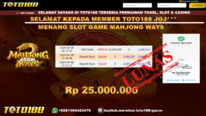 Bukti Jp Kemenangan Mahjong Ways Toto188 08 April 2024