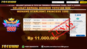 Bukti Jp Kemenangan Starlight Princess 1000 Toto188 01 April 2024