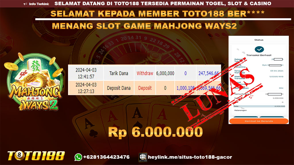 Bukti Jp Kemenangan Slot Game Mahjong Ways2 03 April 2024