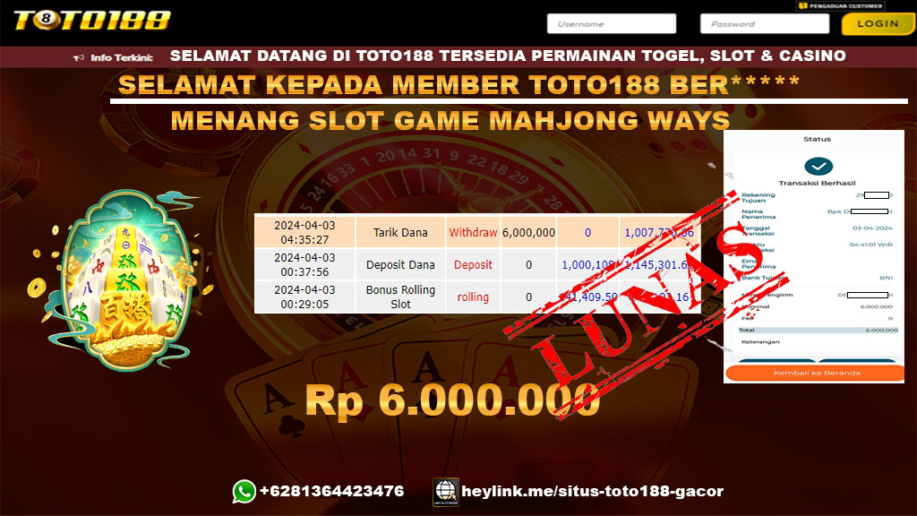 Bukti Jp Kemenangan Slot Mhajong Ways 03 April 2024