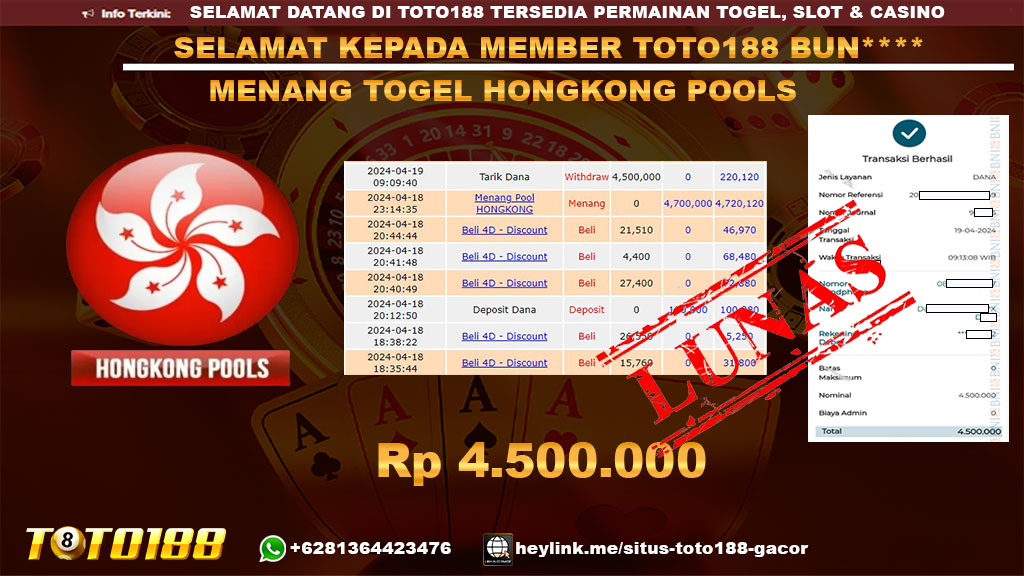 Bukti Jp Kemenangan Togel Pasaran Hongkong 19 April 2024