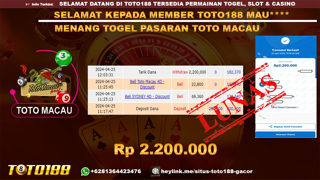 Bukti Jp kemenangan Toto Macau 25 April 2024