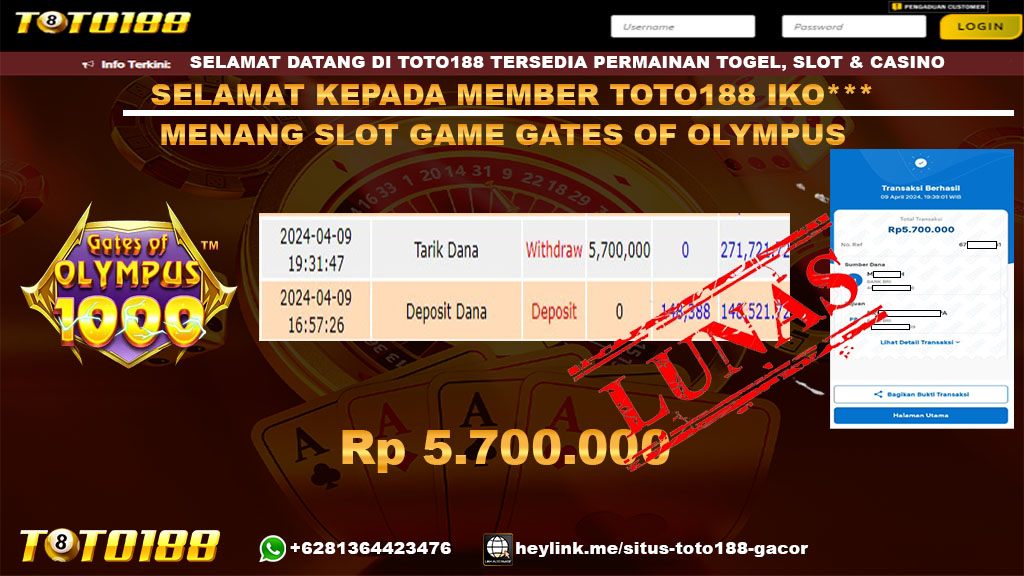 Bukti Jp Kemenangan Gates Of olympus 09 april 2024
