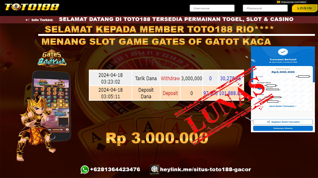 Bukti Jp Kemenangan Gates Of Gatot Kaca 18 April 2024