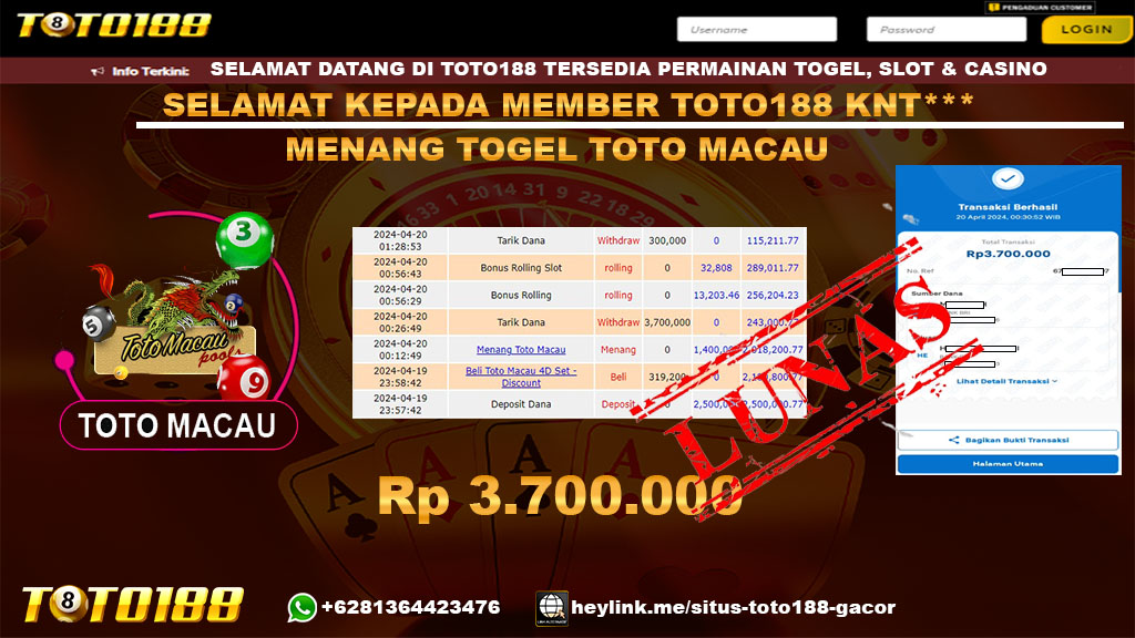 Bukti Jp Kemenangan Togel Pasaran Toto Macau 20 April 2024