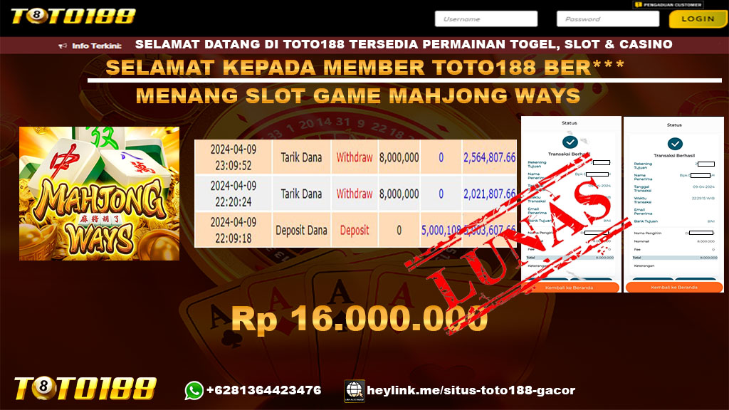 Bukti jp Kemenangan Slot Game Mahjong Ways 9 April 2024