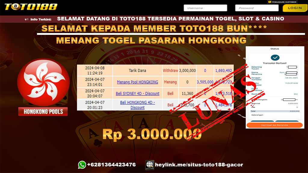Bukti Jp Kemenangan Togel Pasaran Hongkong 8 april 2024