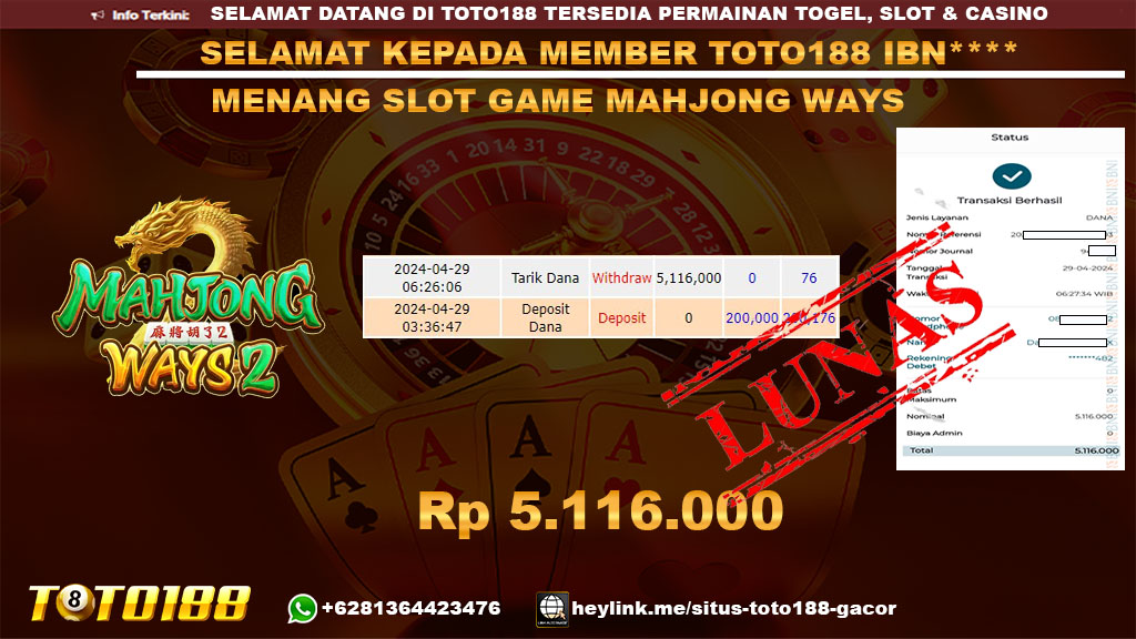 Bukti jp kemenangan Slot game mahjong ways 29 april 2024
