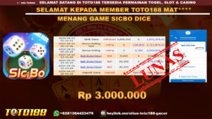 Bukti Jp kemenangan Sicbo dice toto188 23 April 2024