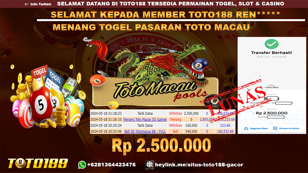 Bukti jp kemenangan togel pasaran toto macau 18 mei 2024